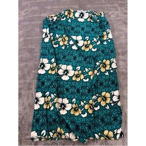 Teal Floral Wrap Skirt Women's OS - U.N.O. White Yellow Flowers